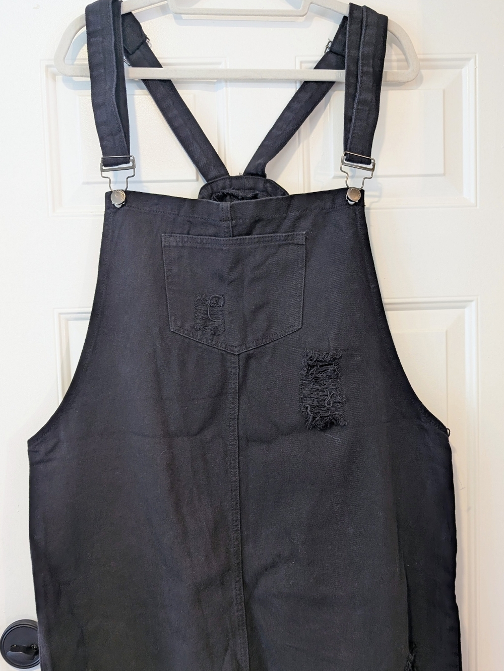 ​Love Moda Distressed Denim Overall Dress in Black